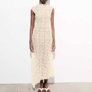 NEW Zara Long Asymmetrical Lace Dress
